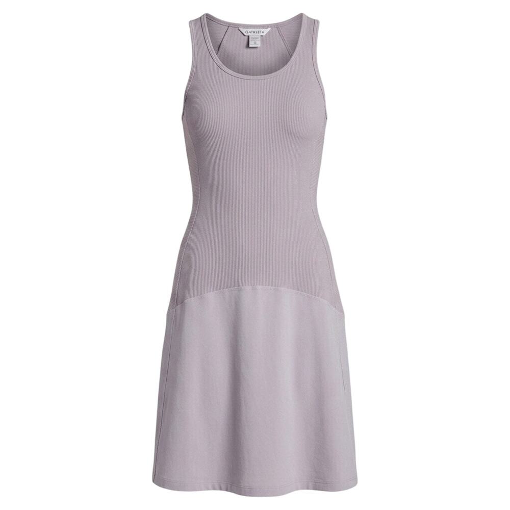 ATHLETA Ribbed Tank Dress Womens XS Purple Midi Modest Minimalist Coastal Casual